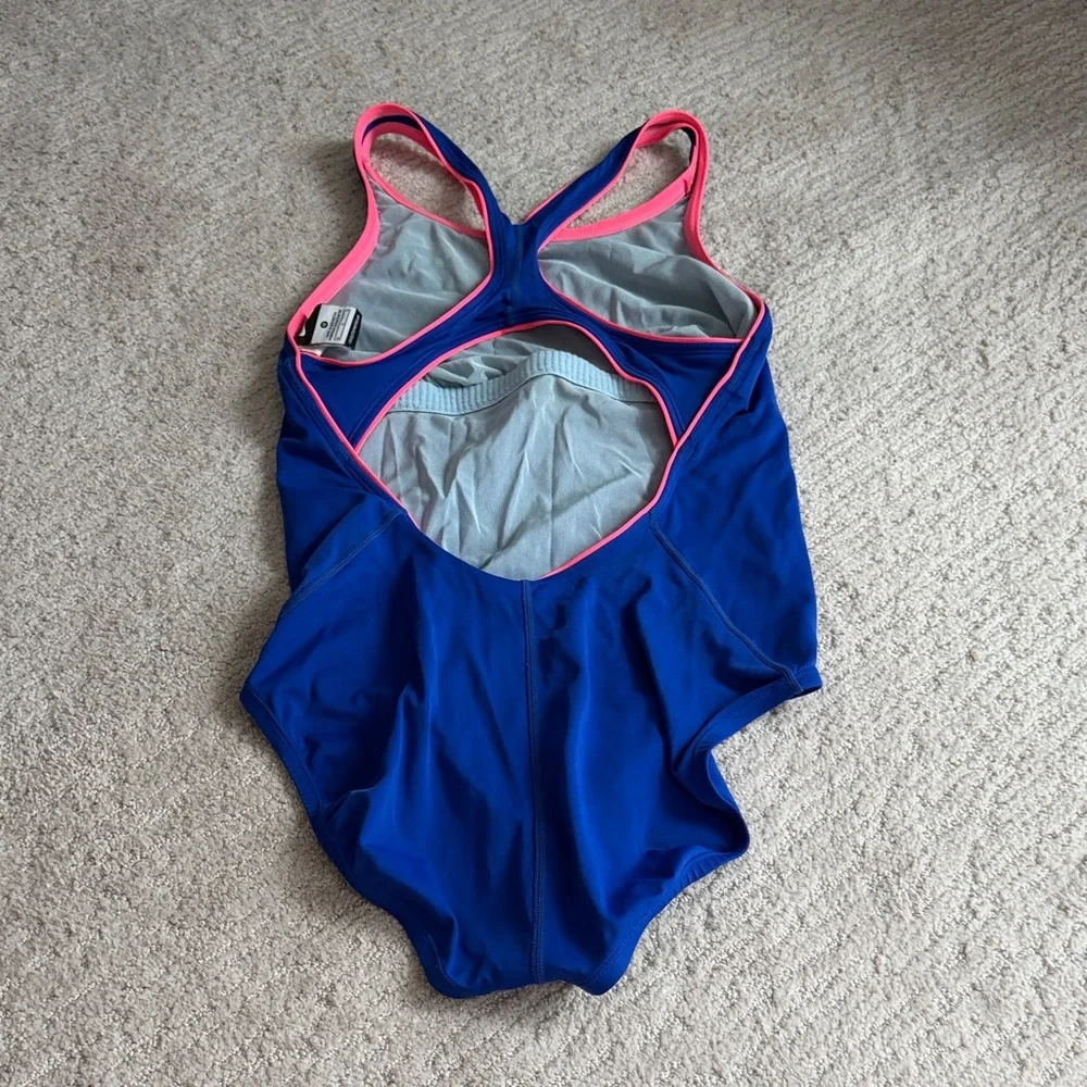 Nike Royal Blue One-Piece Swimsuit with Pink Trim